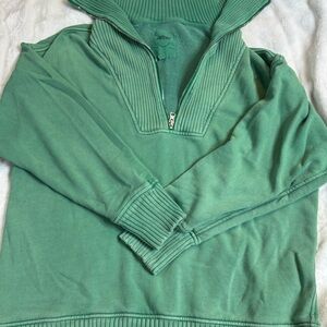 Aerie Zip-Up Sweater in Green